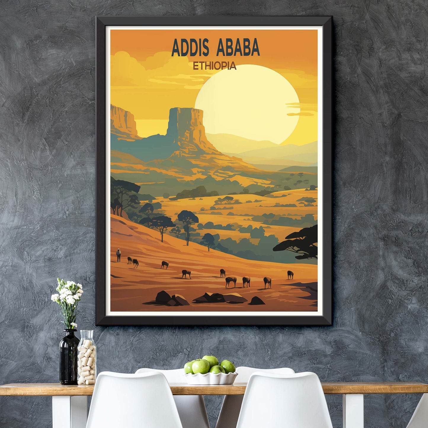 Addis Ababa city print, Addis Ababa painting, Ethiopia poster