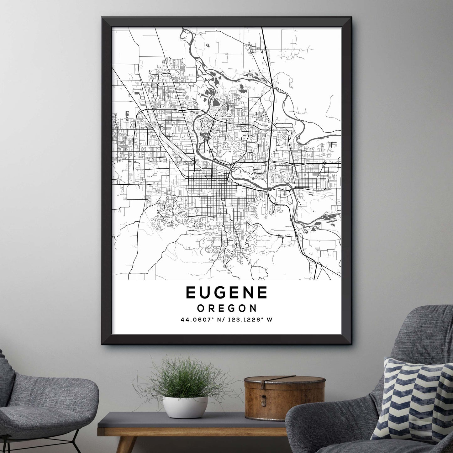 Eugene,Oregon Map Print