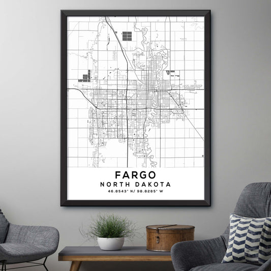 Fargo,North-Dakota Map Print