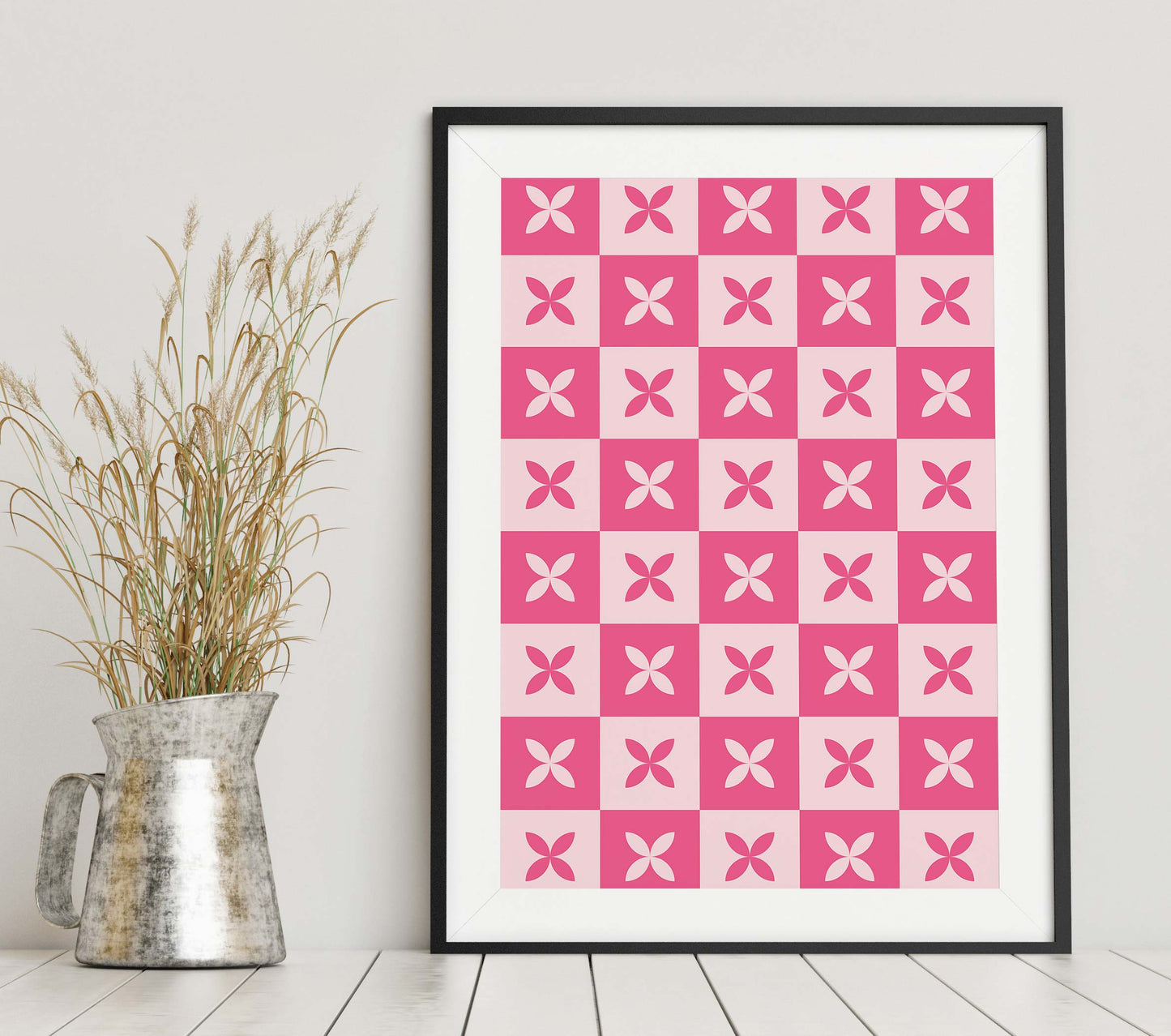 Pink Checkerboard Print