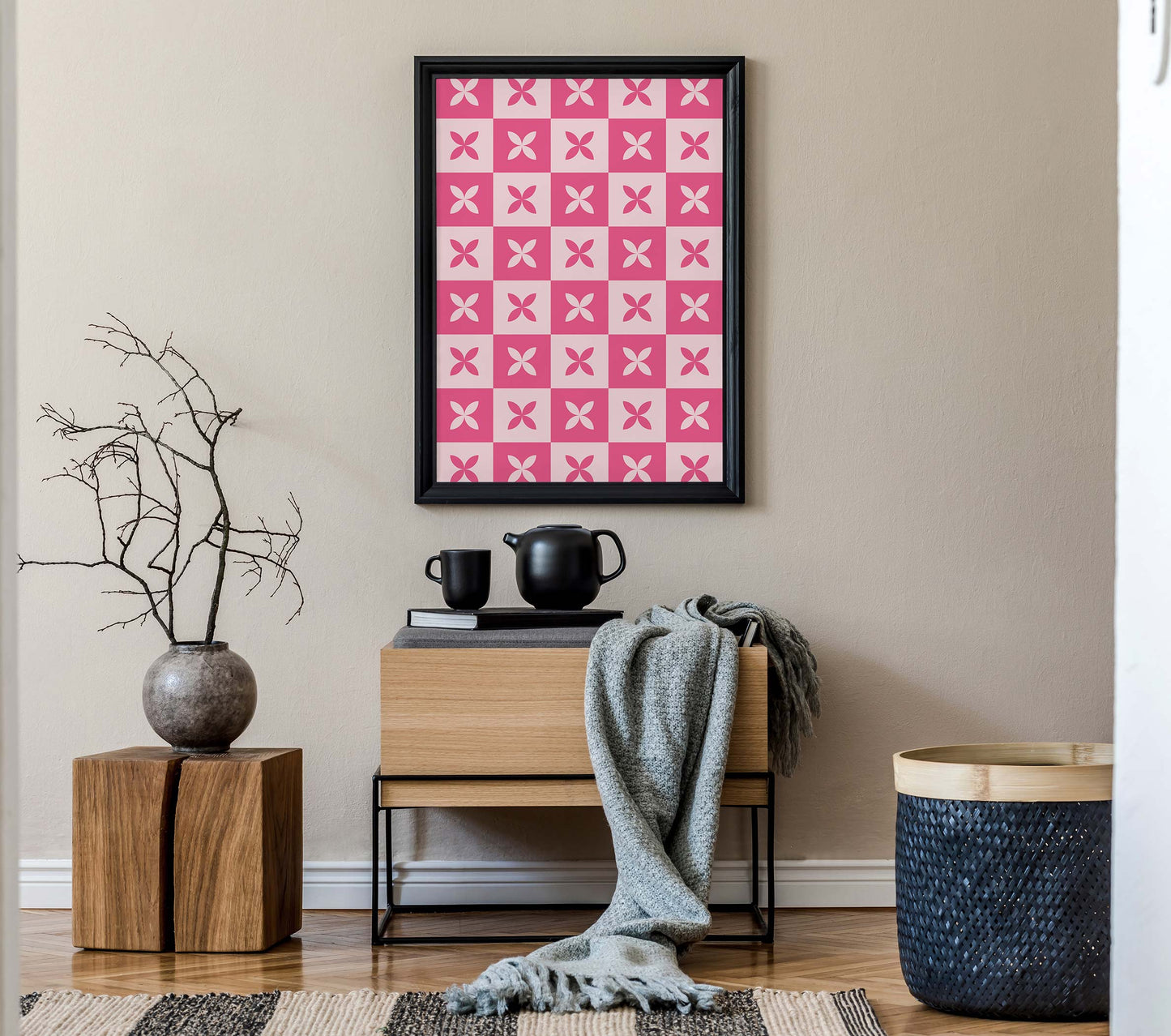 Pink Checkerboard Print