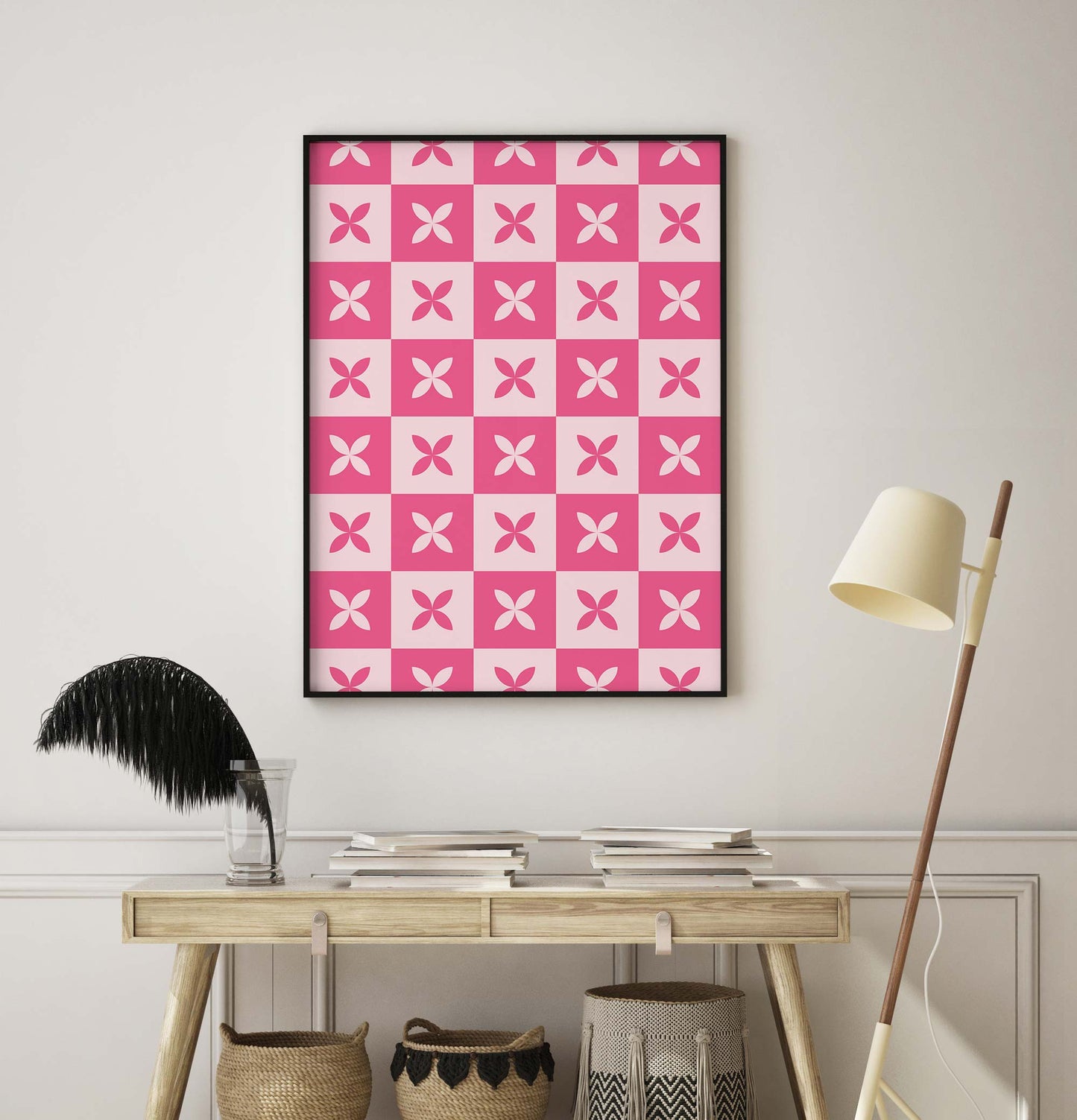 Pink Checkerboard Print