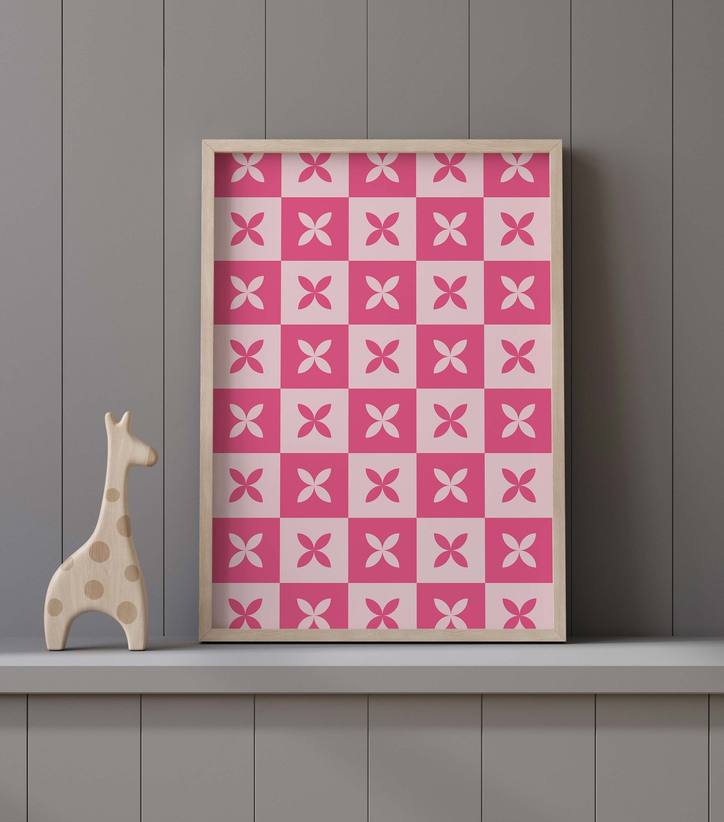 Pink Checkerboard Print