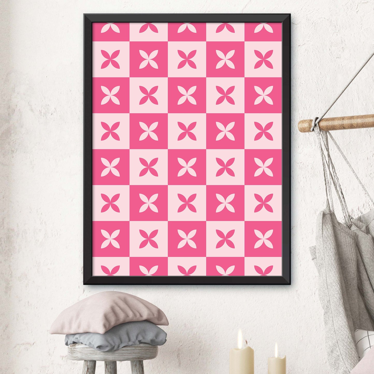 Pink Checkerboard Print