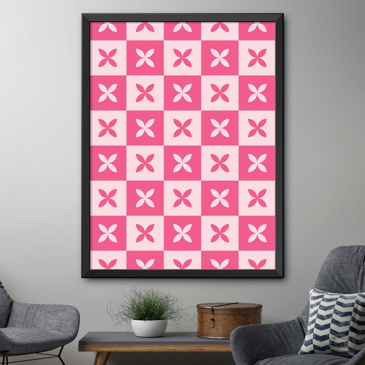 Pink Checkerboard Print