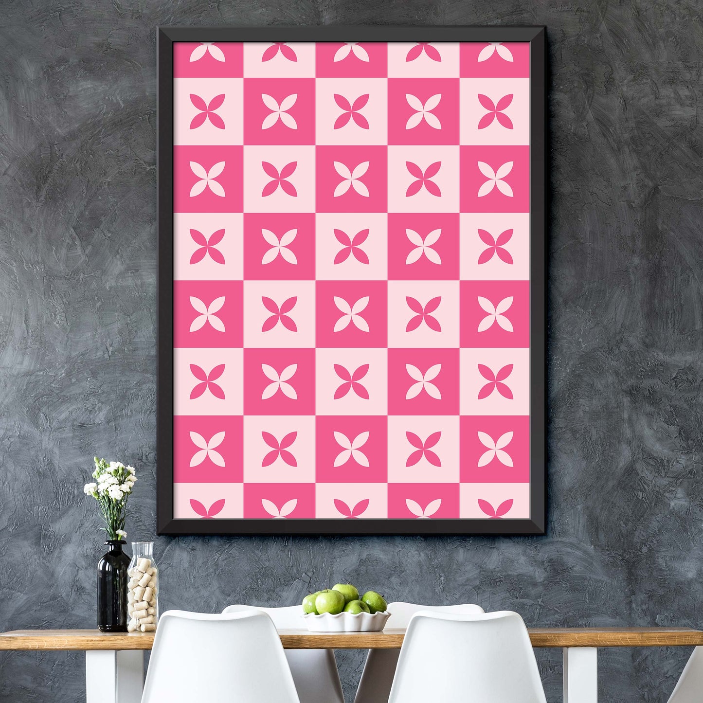 Pink Checkerboard Print