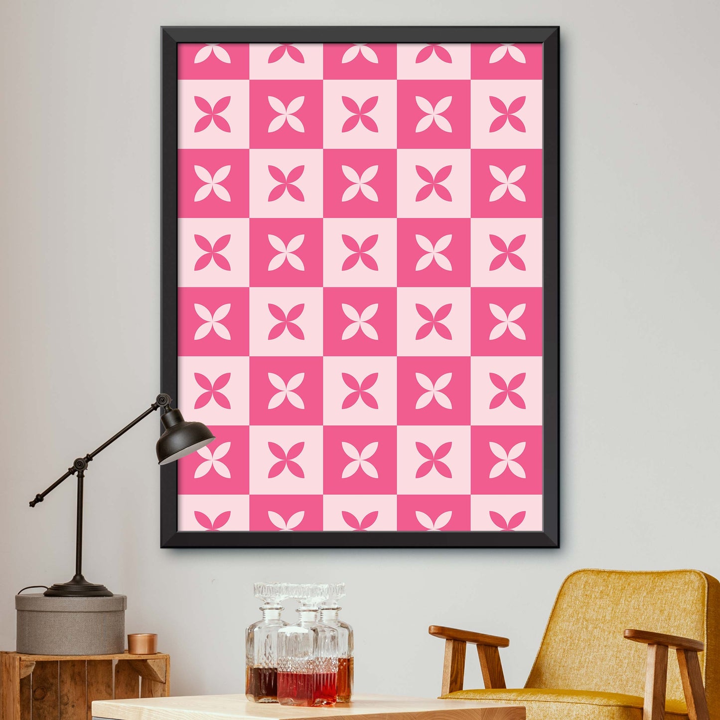 Pink Checkerboard Print