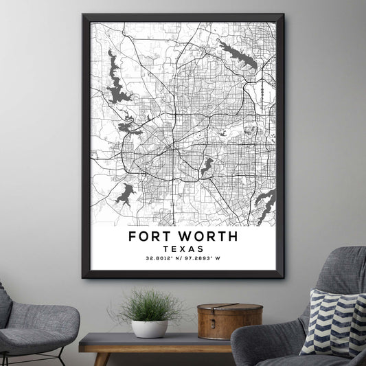 Fort-Worth,Texas Map Print