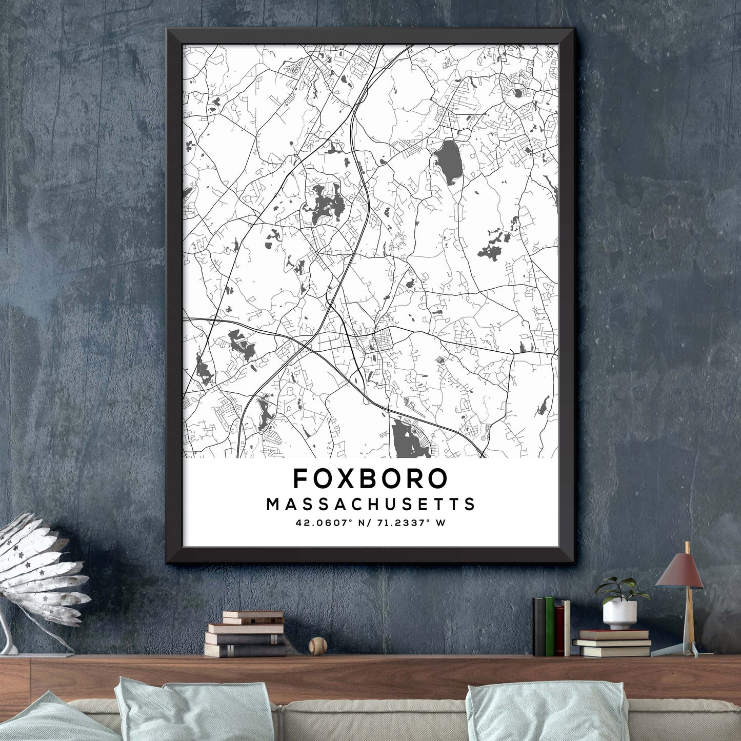 Foxboro,Massachusetts Map Print