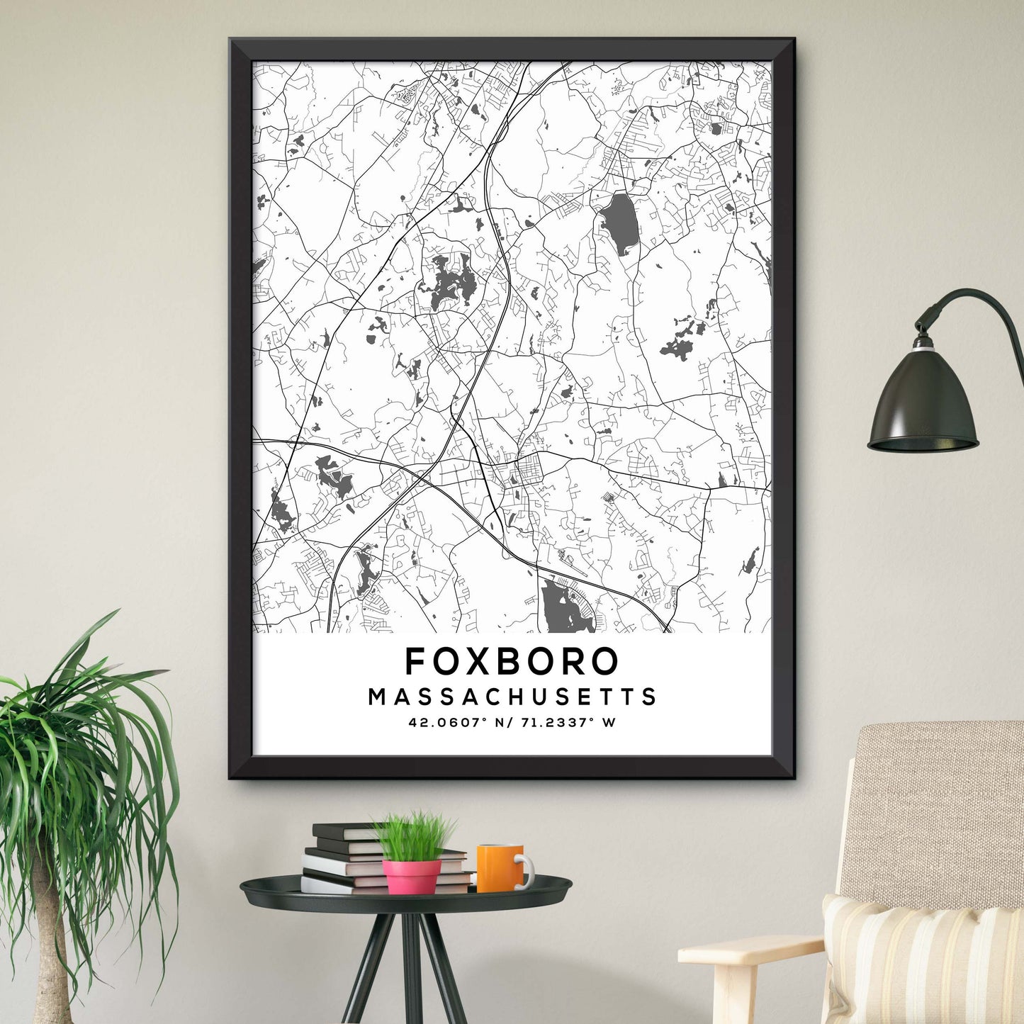 Foxboro,Massachusetts Map Print