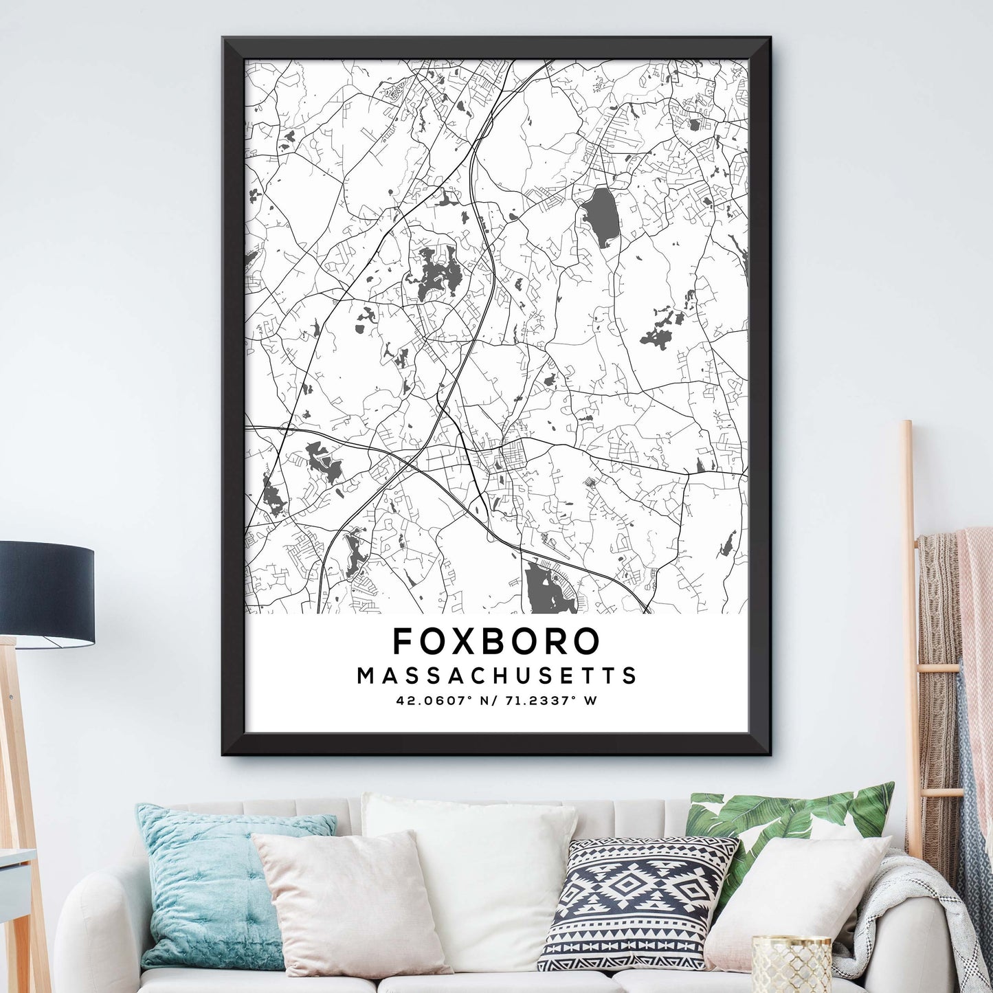 Foxboro,Massachusetts Map Print