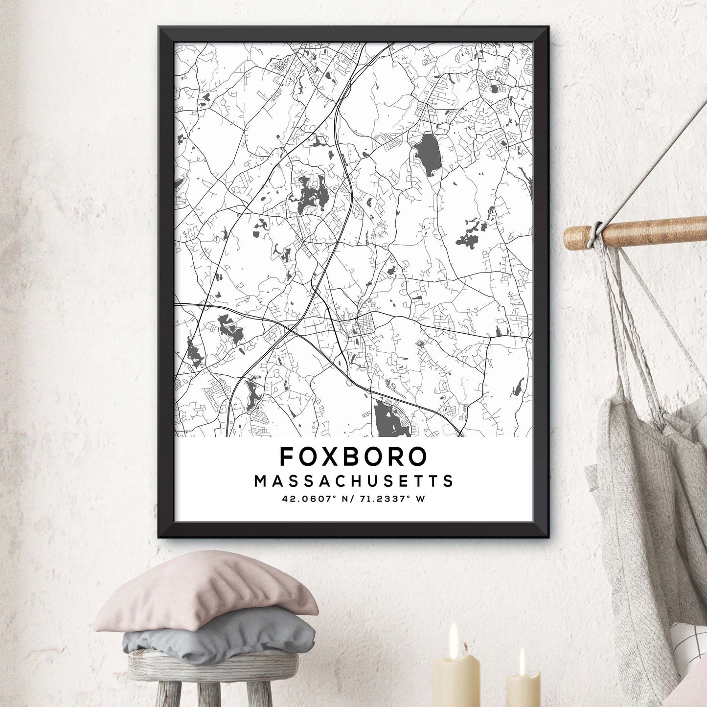 Foxboro,Massachusetts Map Print