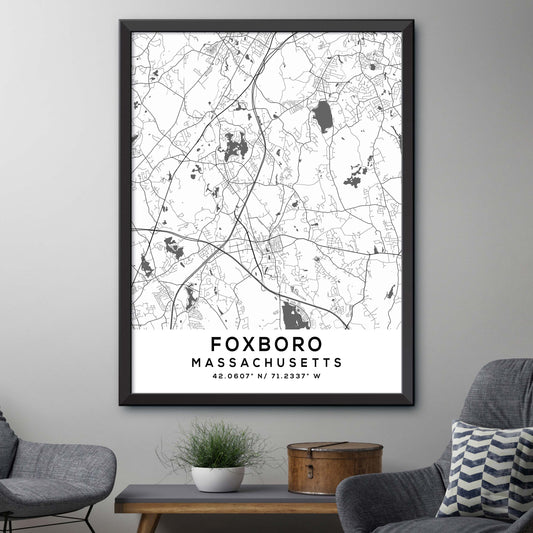 Foxboro,Massachusetts Map Print