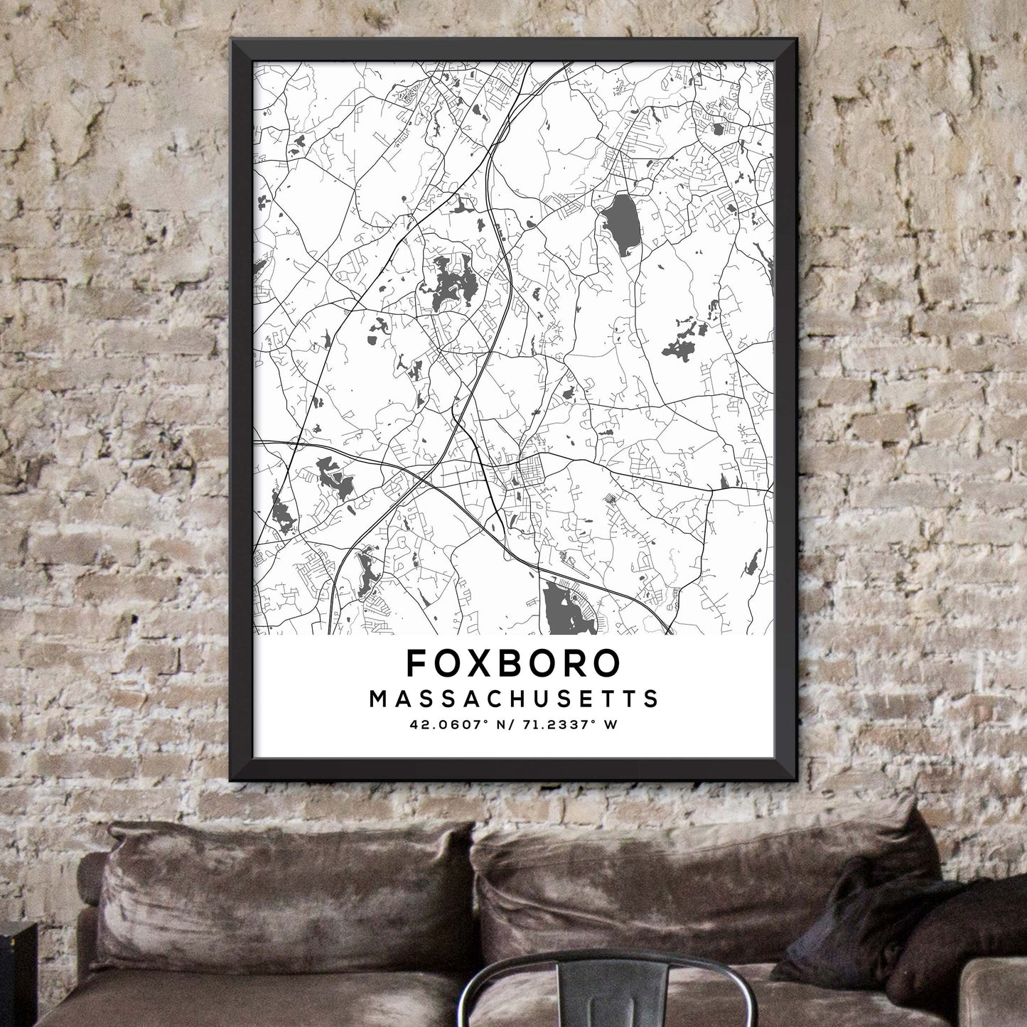 Foxboro,Massachusetts Map Print