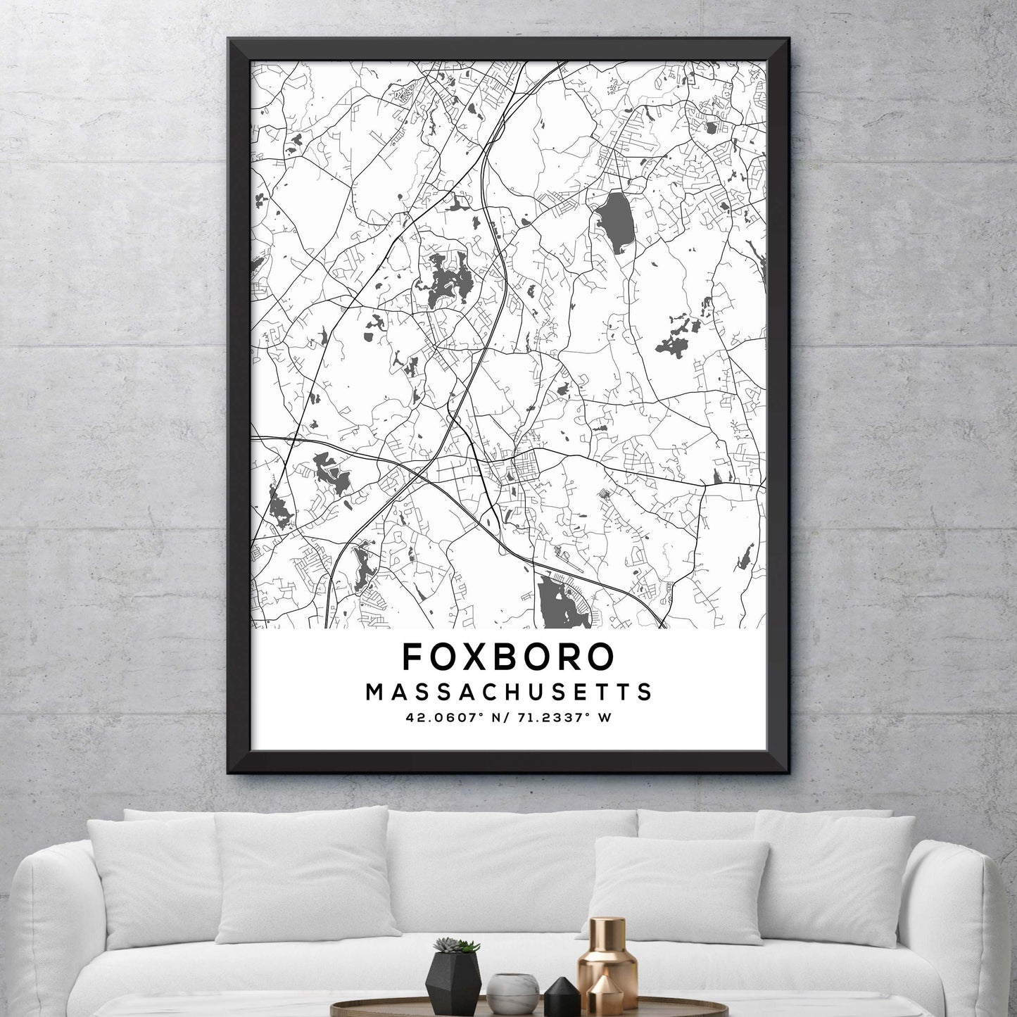 Foxboro,Massachusetts Map Print