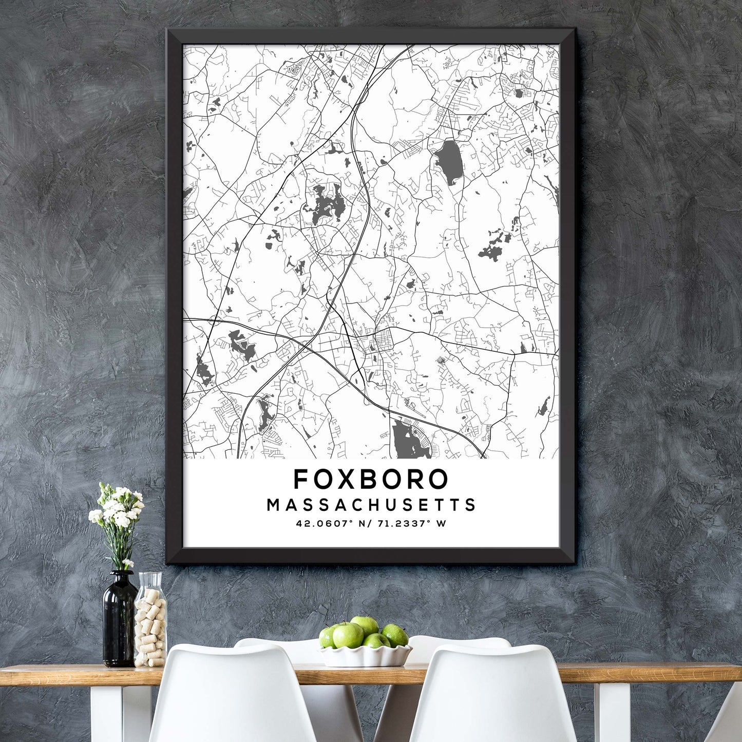 Foxboro,Massachusetts Map Print