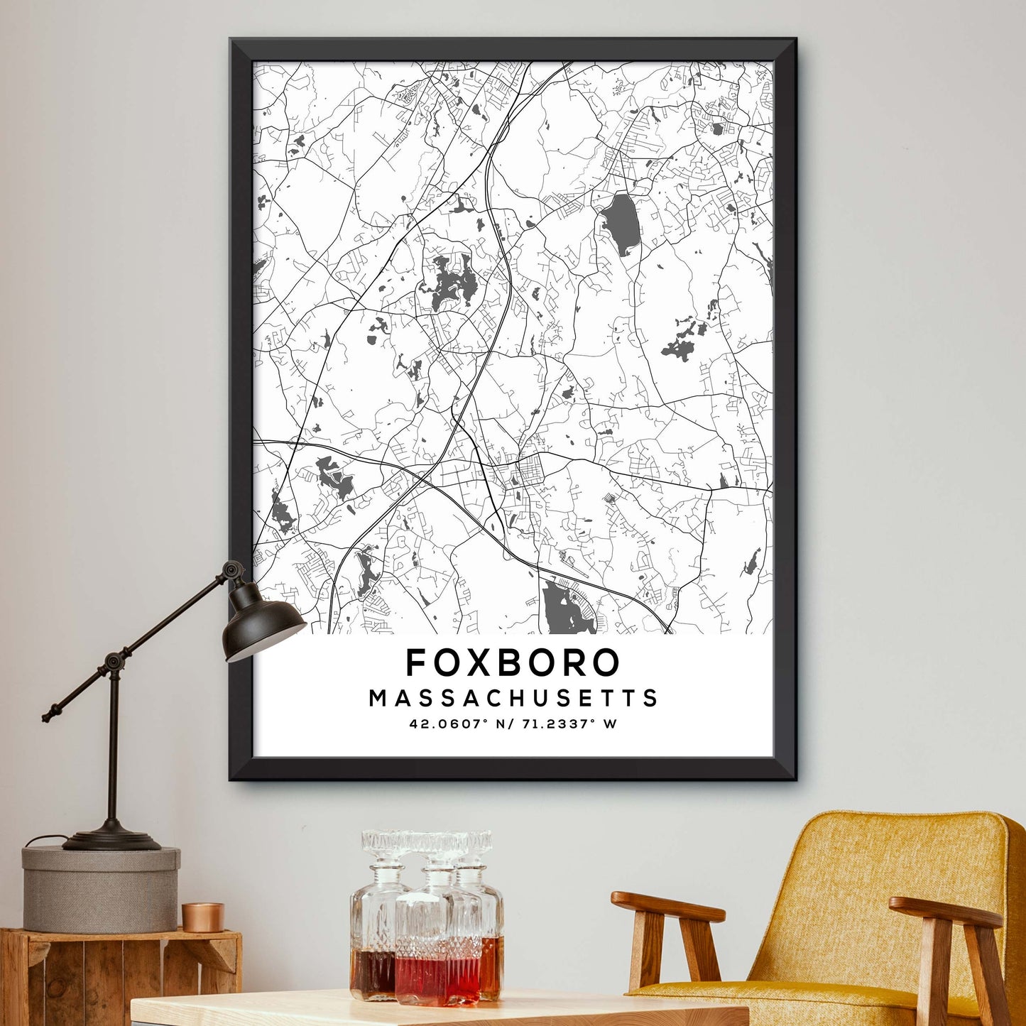 Foxboro,Massachusetts Map Print