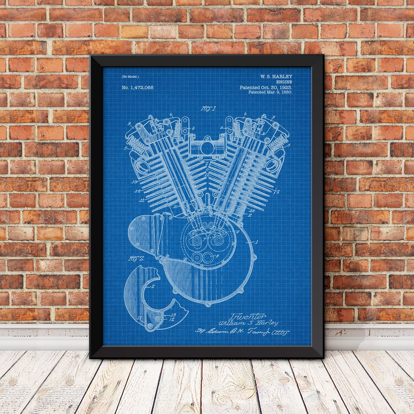 Harley Davidson Motorcycle Engine Patent Patent Print