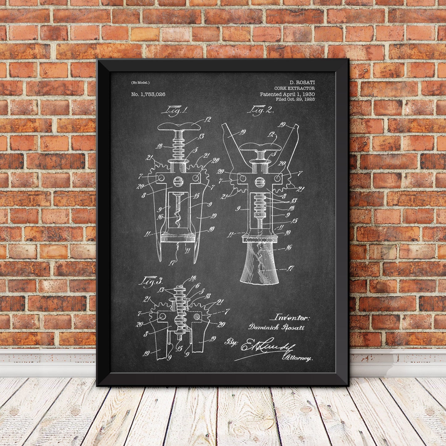 Cork Extractor Patent Print