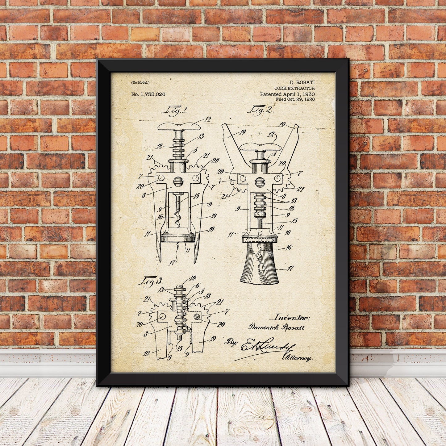 Cork Extractor Patent Print