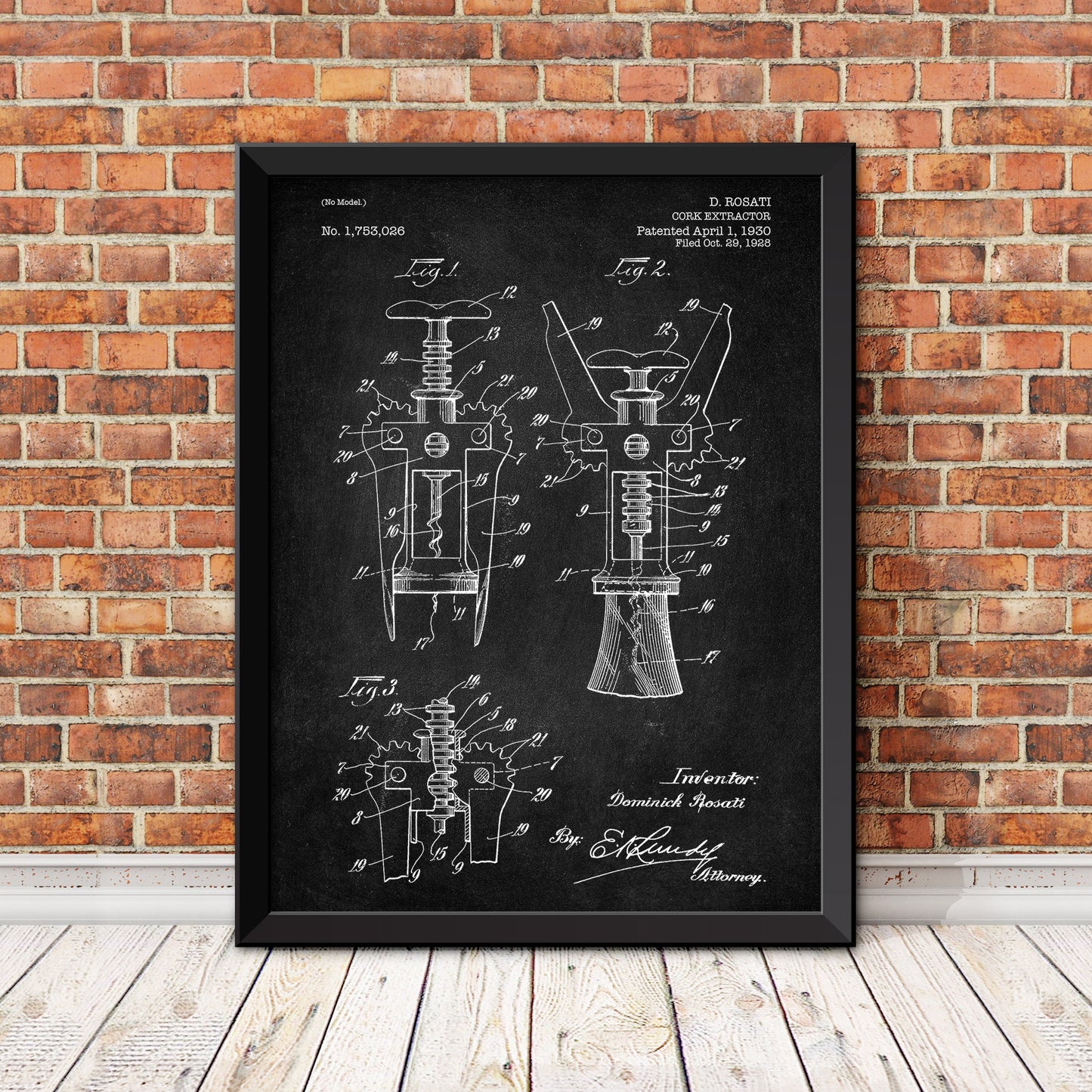 Cork Extractor Patent Print