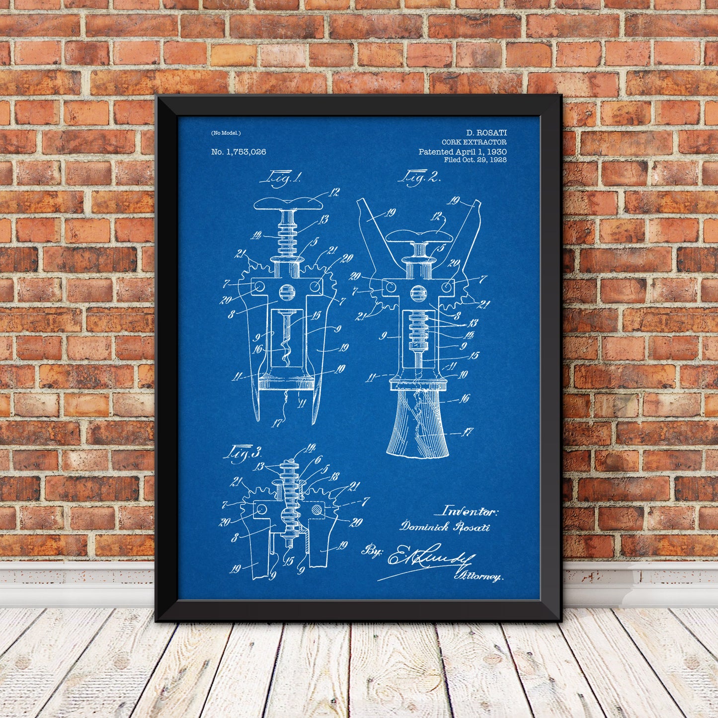 Cork Extractor Patent Print