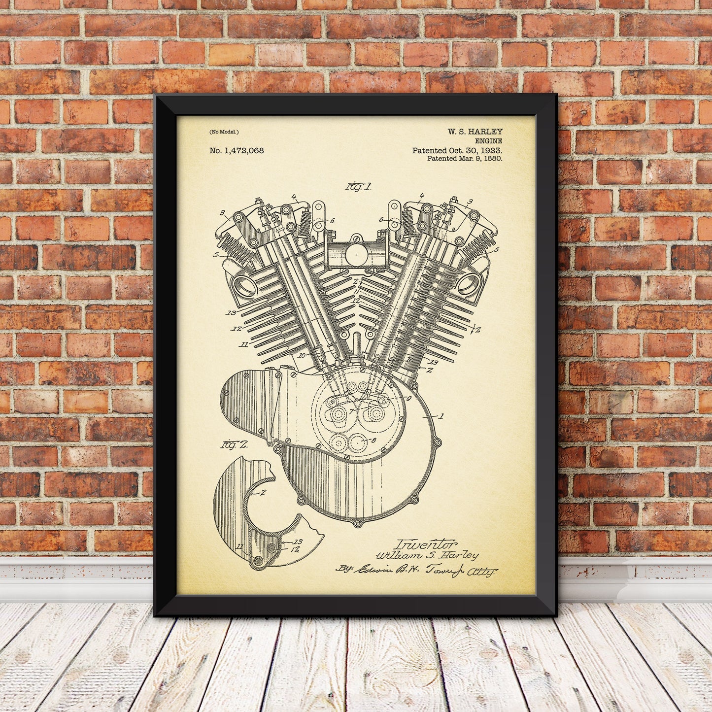 Harley Davidson Motorcycle Engine Patent Patent Print