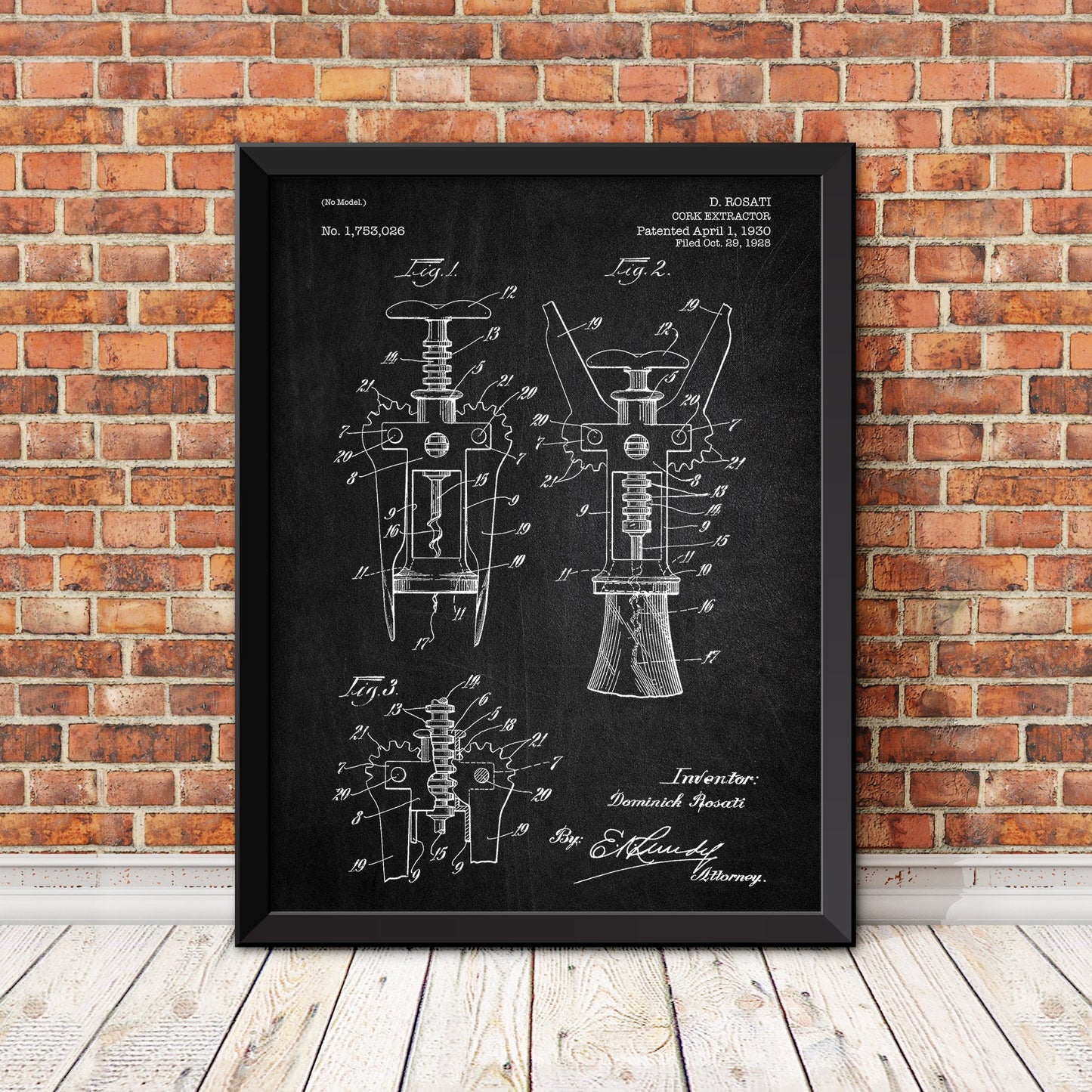 Cork Extractor Patent Print