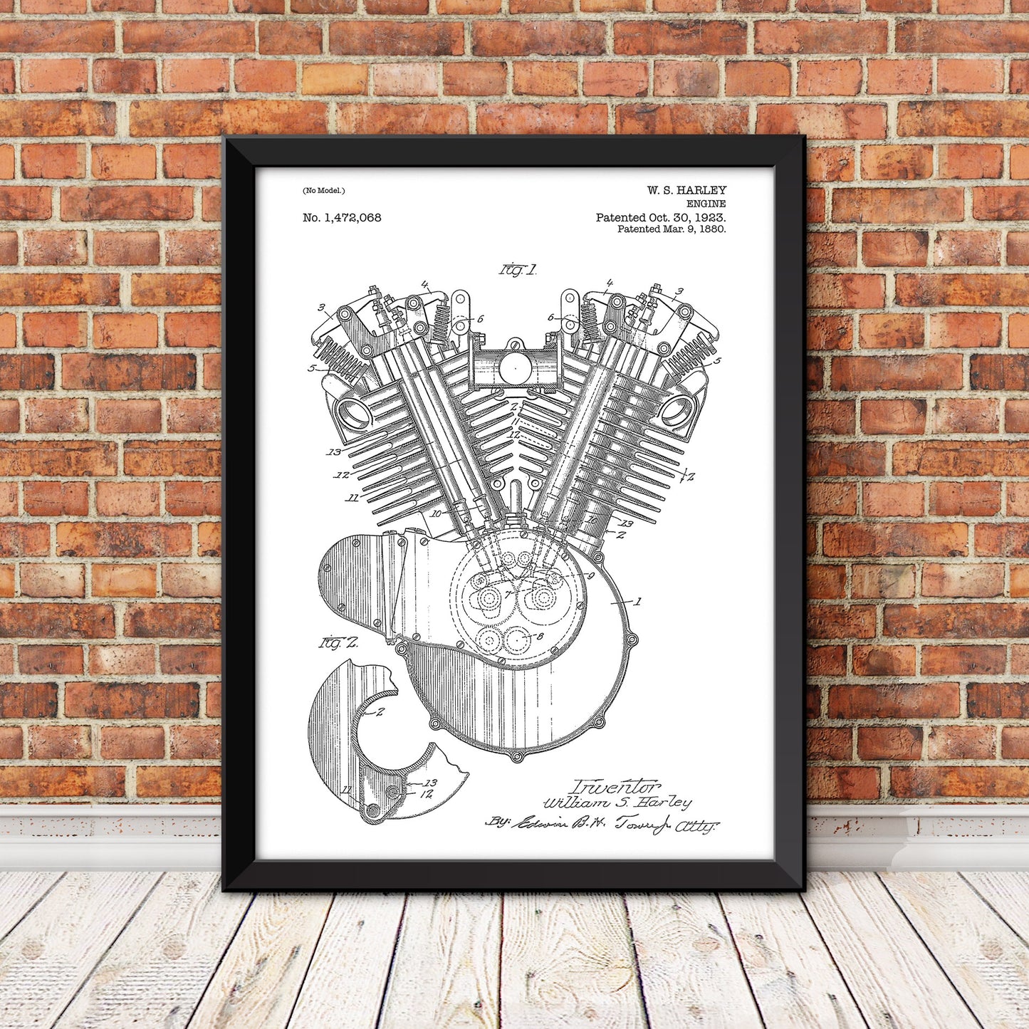 Harley Davidson Motorcycle Engine Patent Patent Print