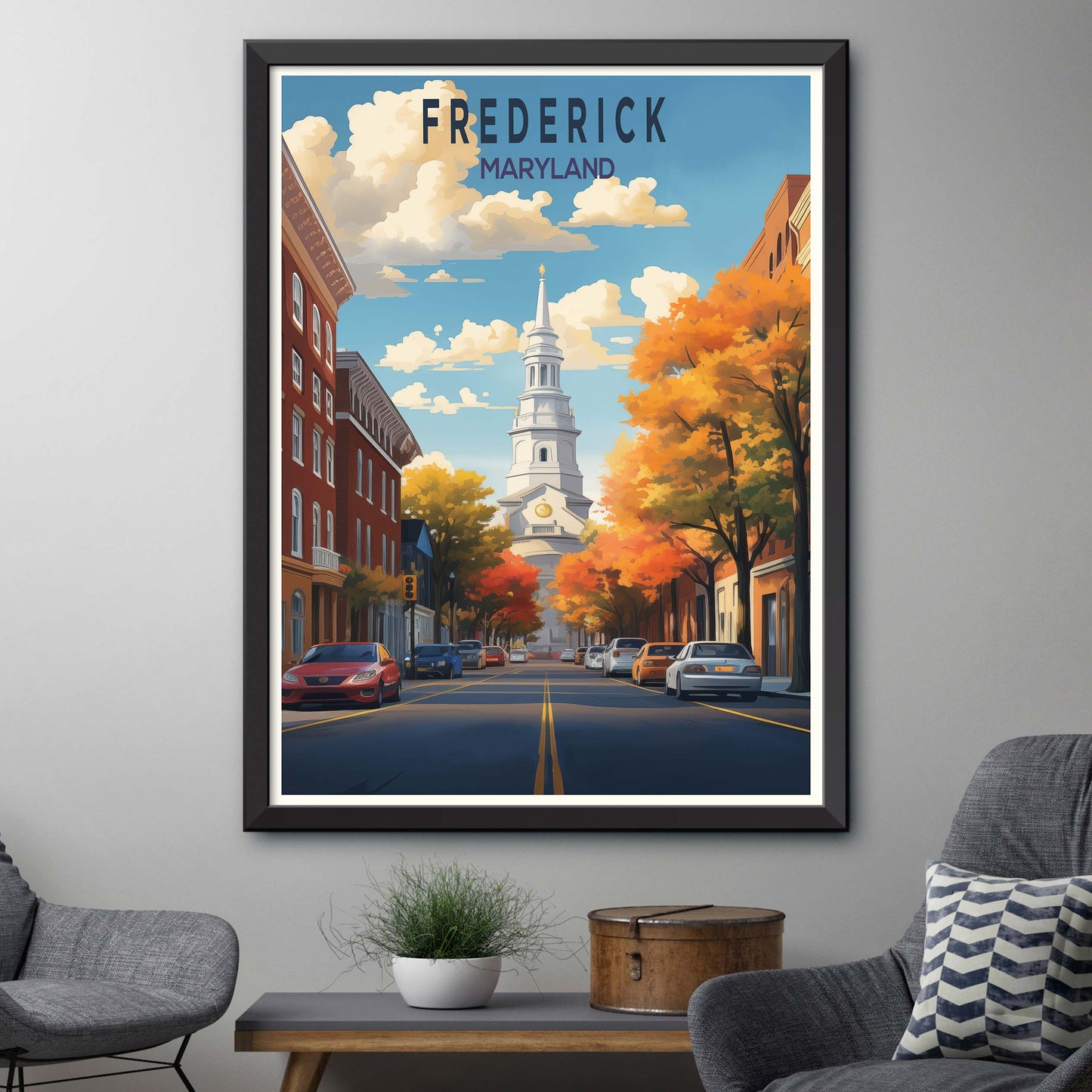 Frederick Maryland Travel Poster Wall Art Gift U.S.A. Travel Print Gift