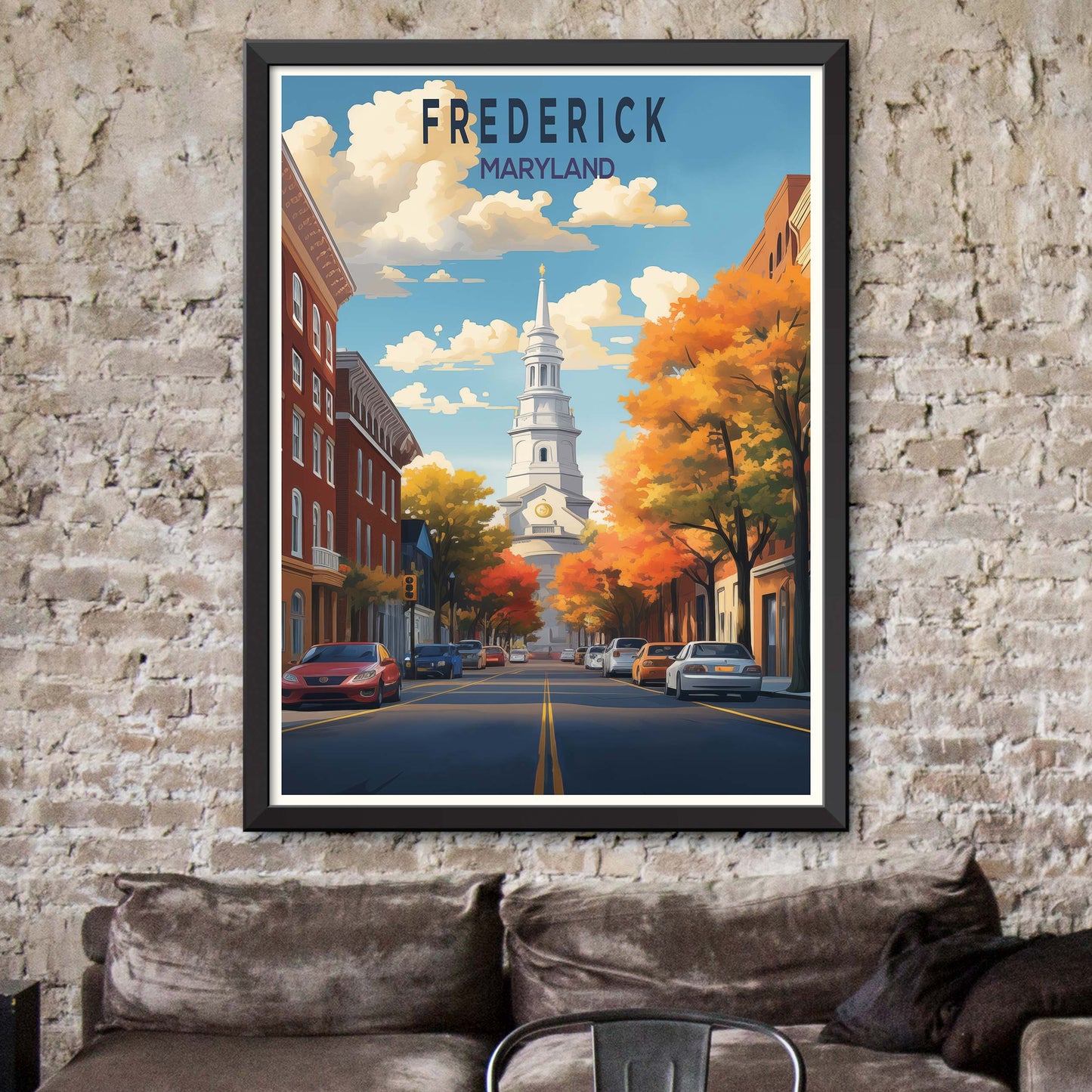 Frederick Maryland Travel Poster Wall Art Gift U.S.A. Travel Print Gift