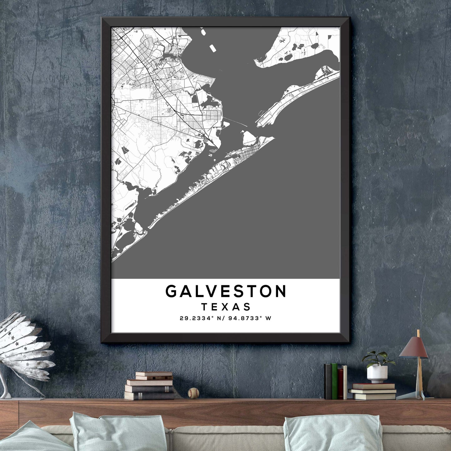 Galveston,Texas Map Print