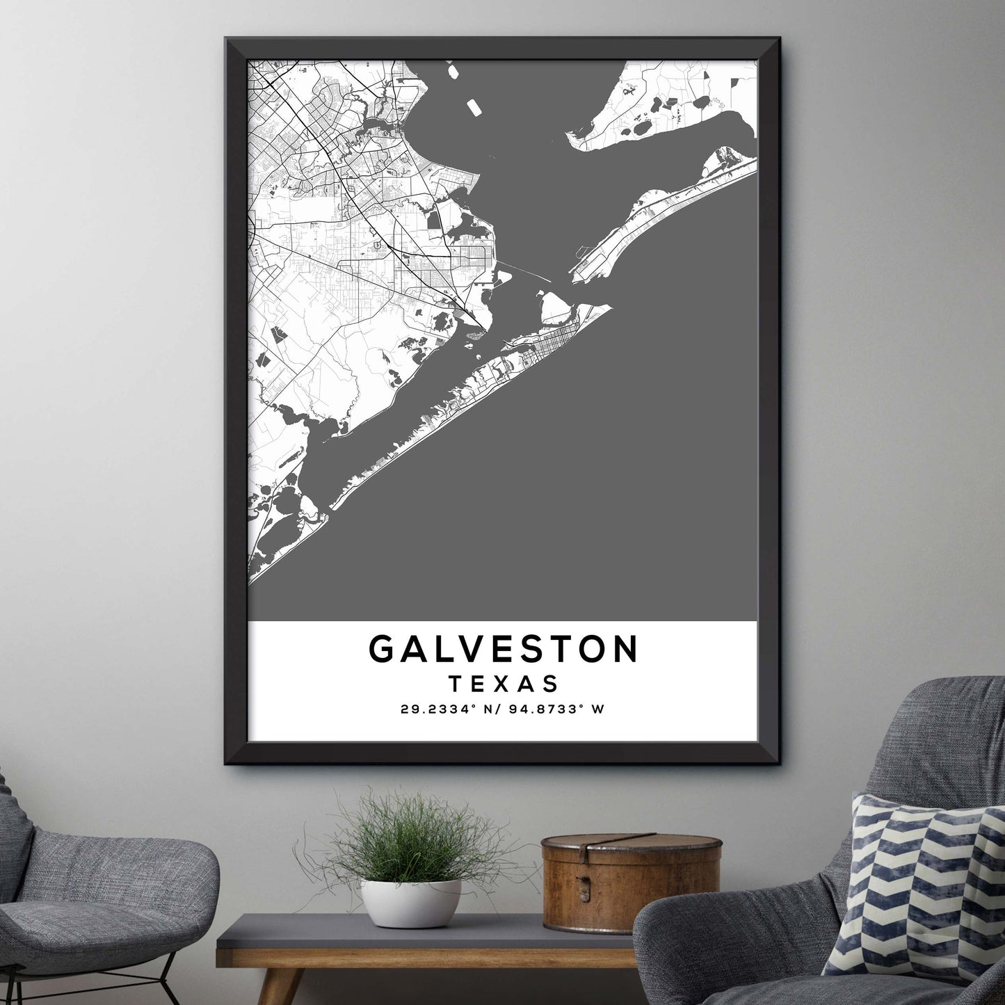 Galveston,Texas Map Print