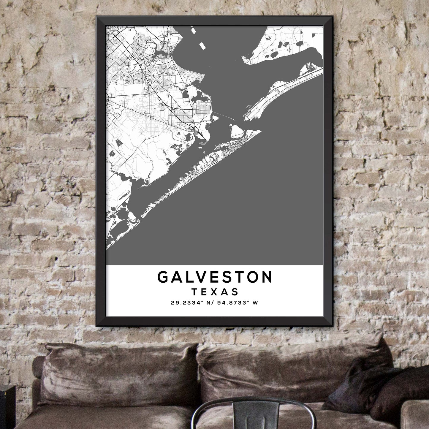 Galveston,Texas Map Print