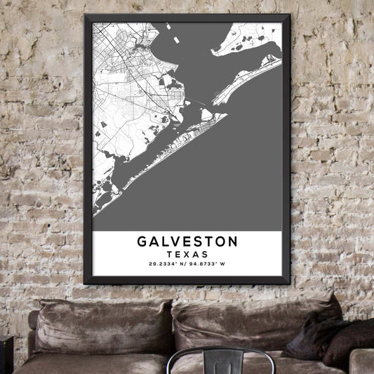 Galveston,Texas Map Print