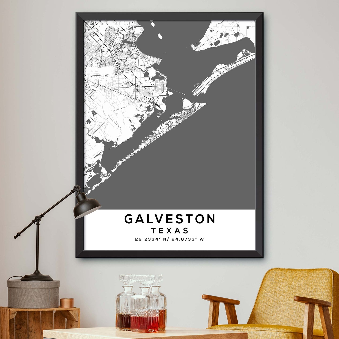 Galveston,Texas Map Print