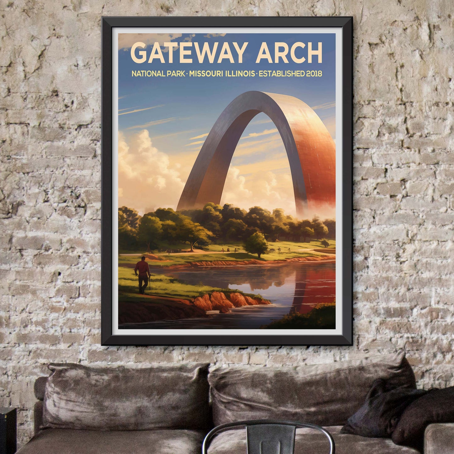 Gateway Arch traditional travel print - National Park