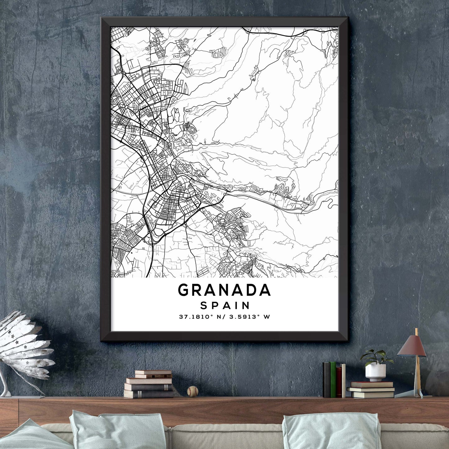 Granada,Spain Map Print