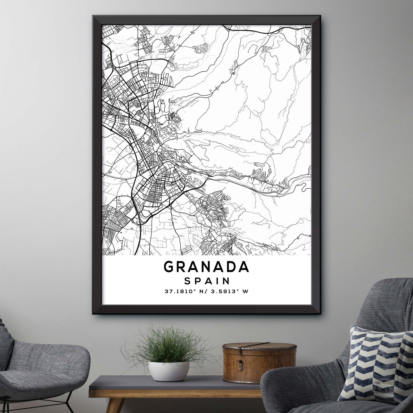 Granada,Spain Map Print