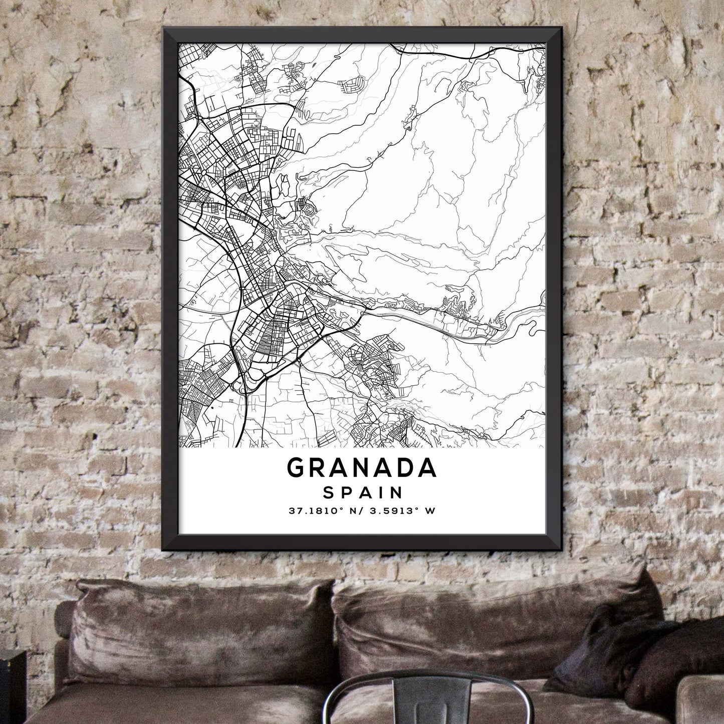 Granada,Spain Map Print