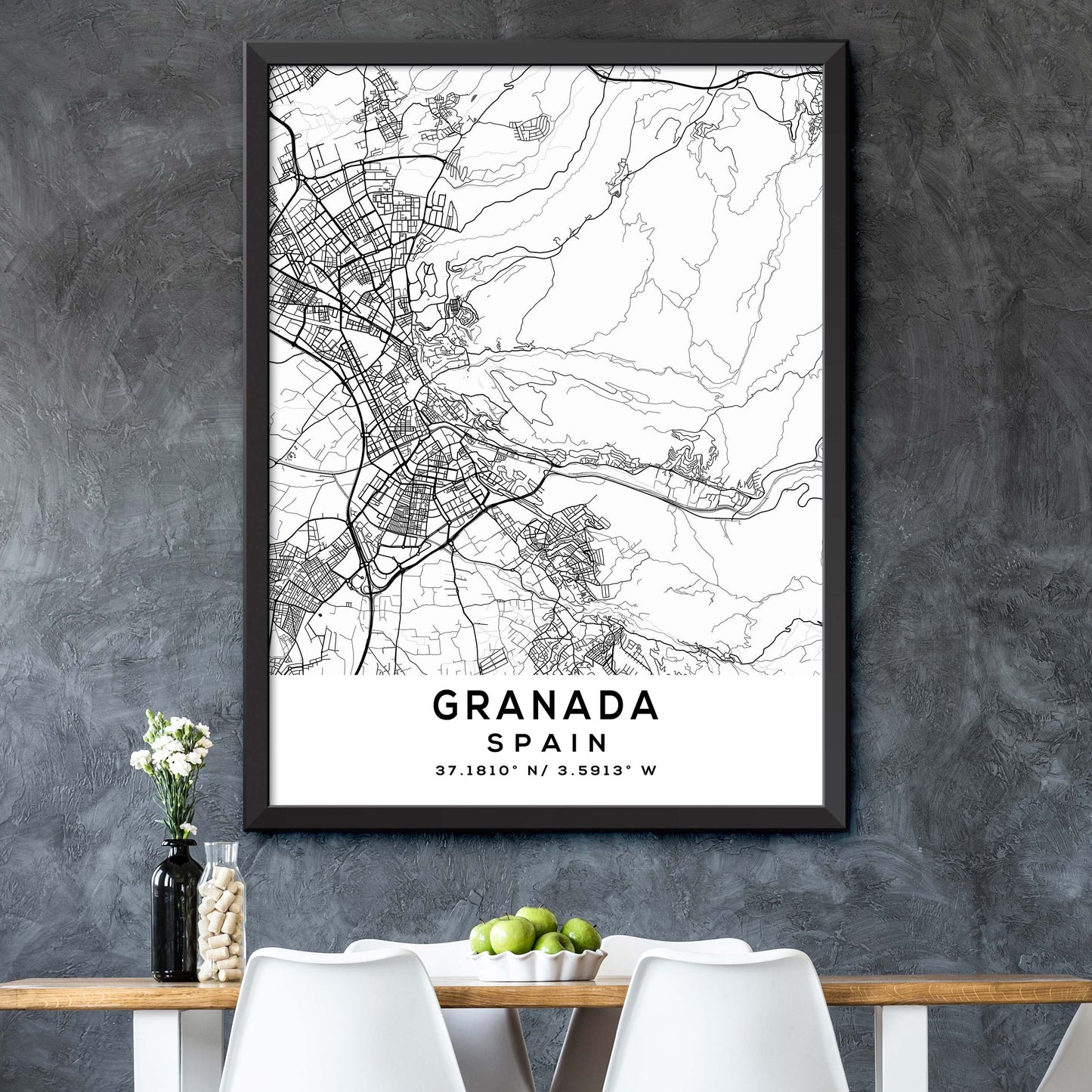 Granada,Spain Map Print