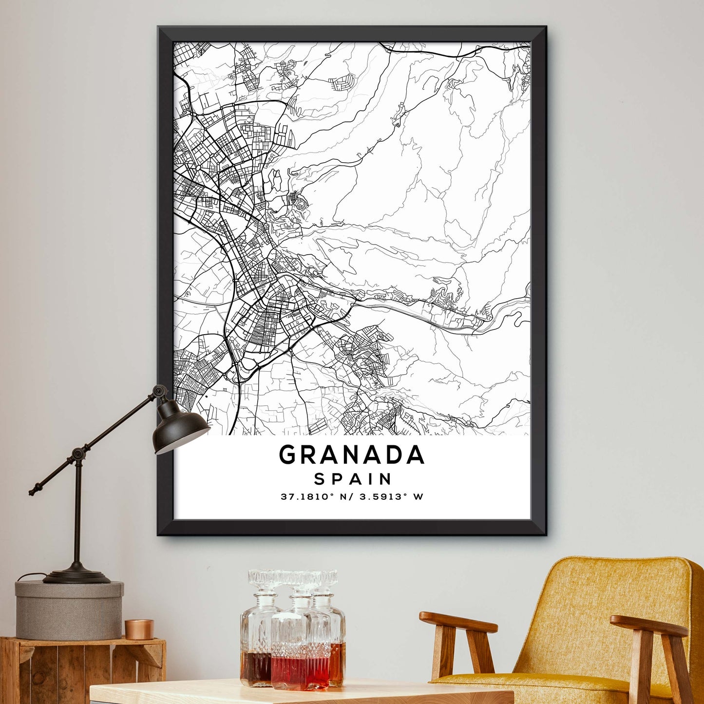 Granada,Spain Map Print