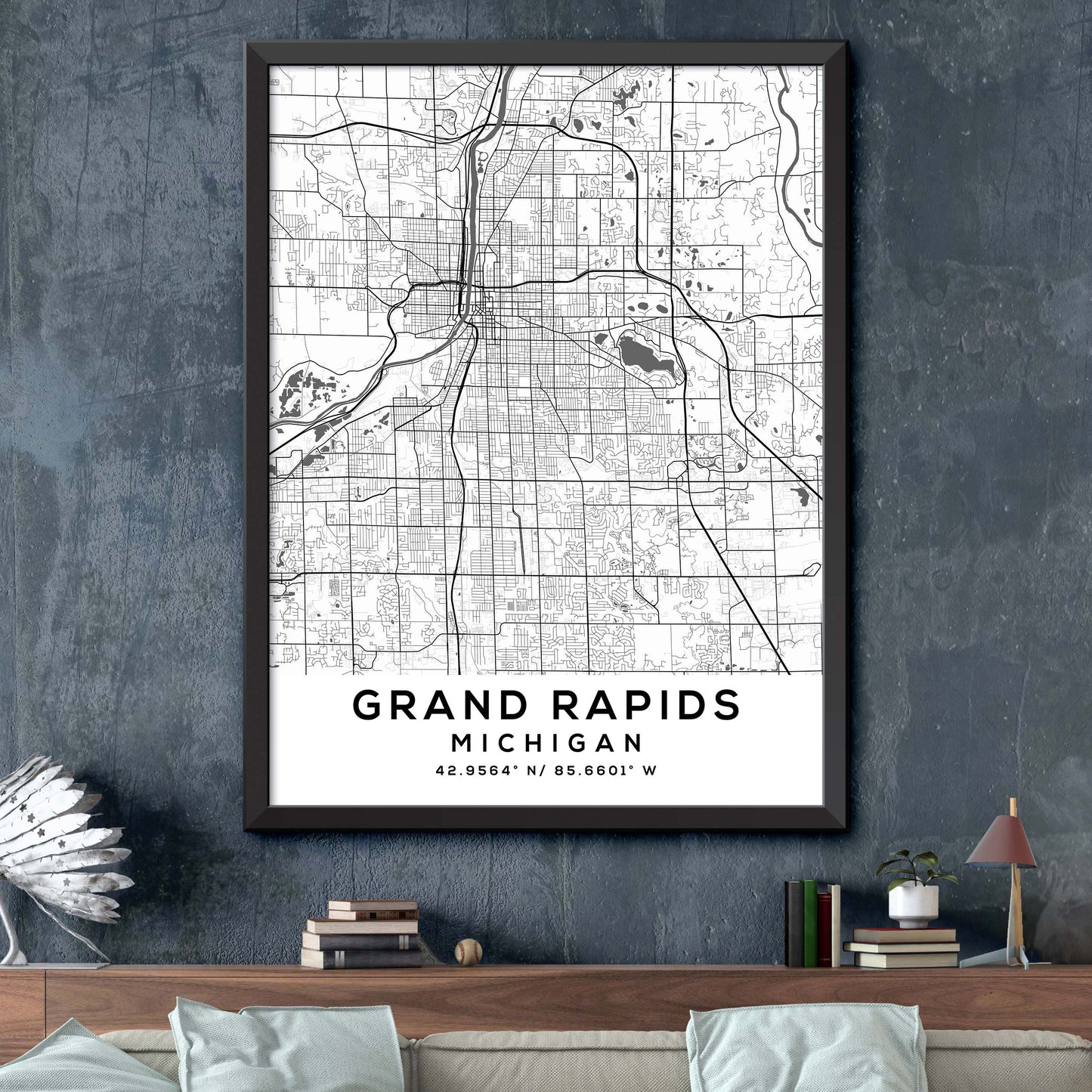 Grand-Rapids,Michigan Map Print