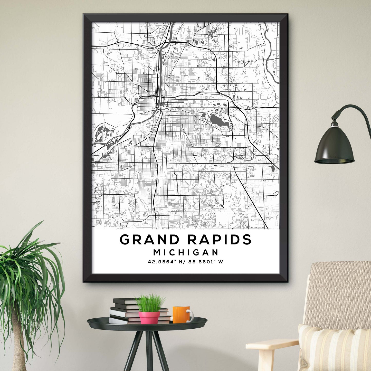 Grand-Rapids,Michigan Map Print