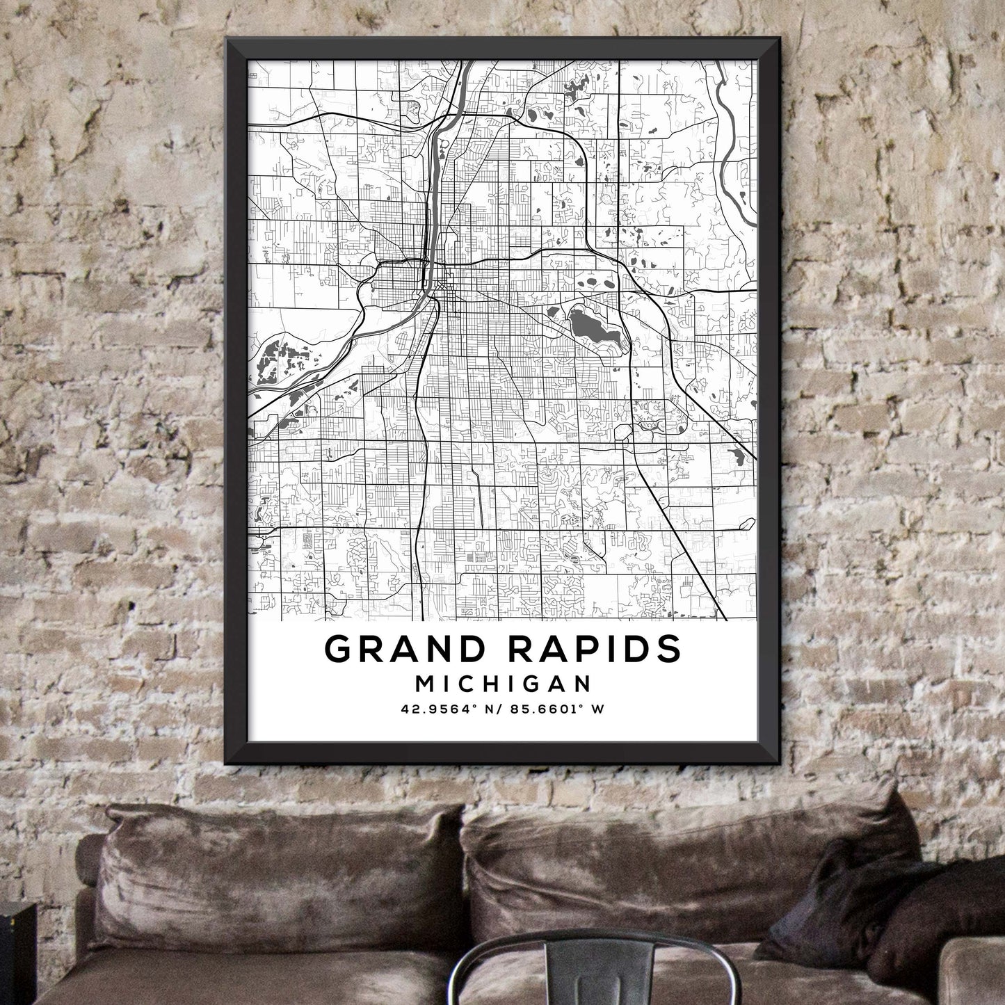 Grand-Rapids,Michigan Map Print