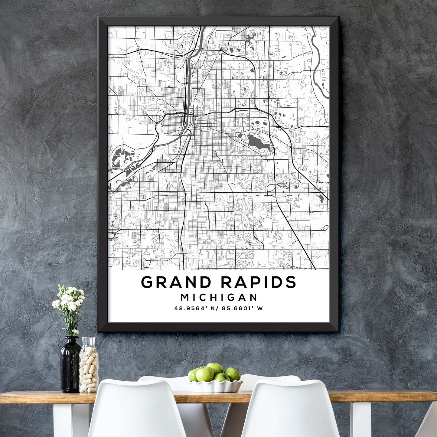 Grand-Rapids,Michigan Map Print