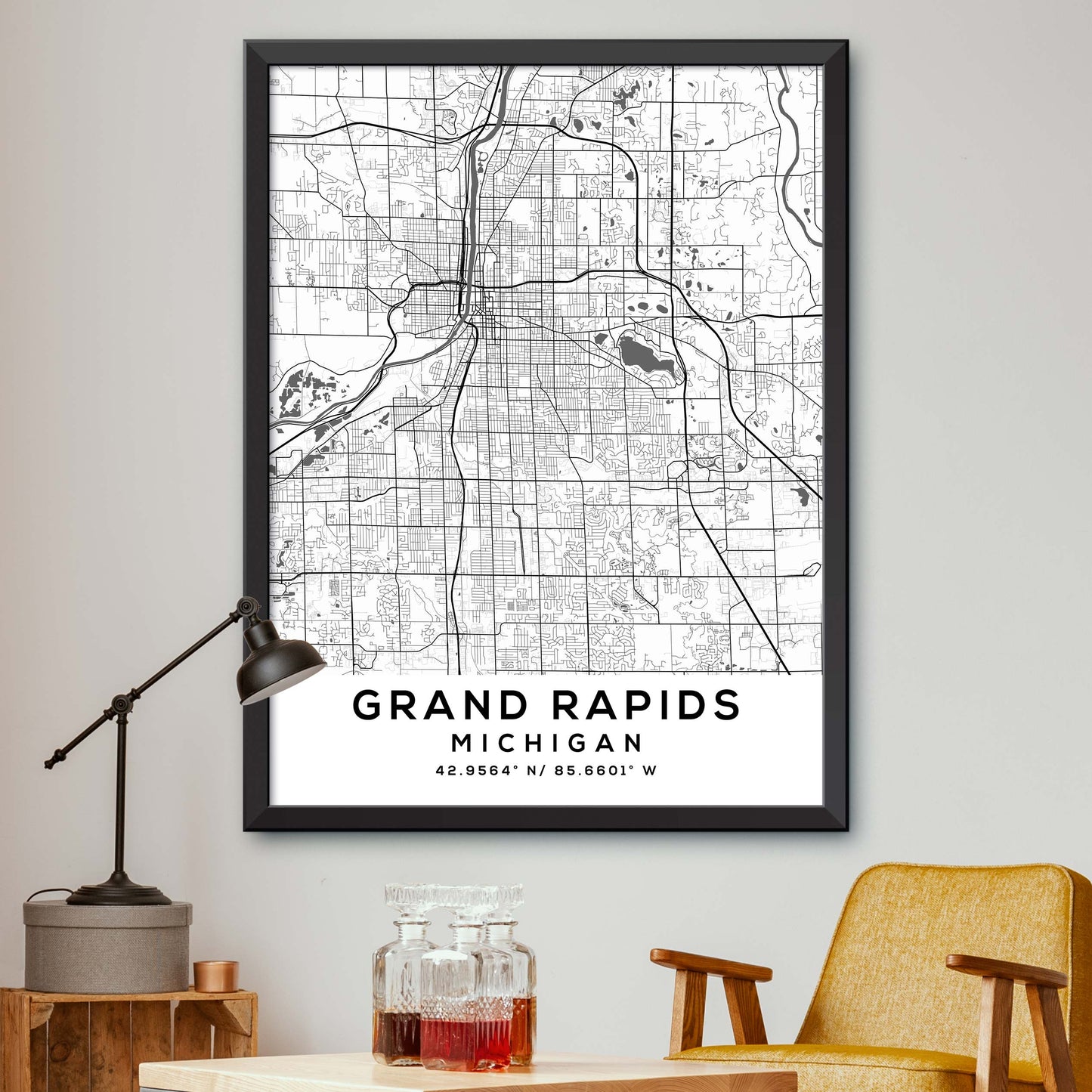 Grand-Rapids,Michigan Map Print