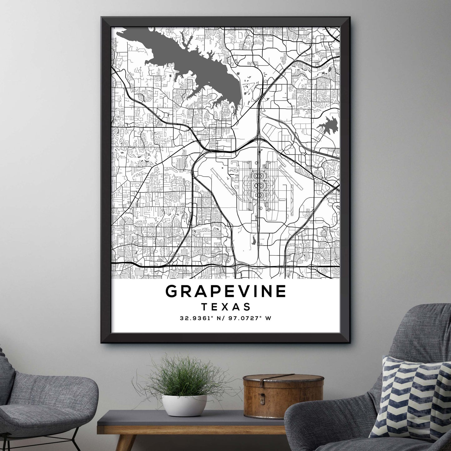 Grapevine,Texas Map Print