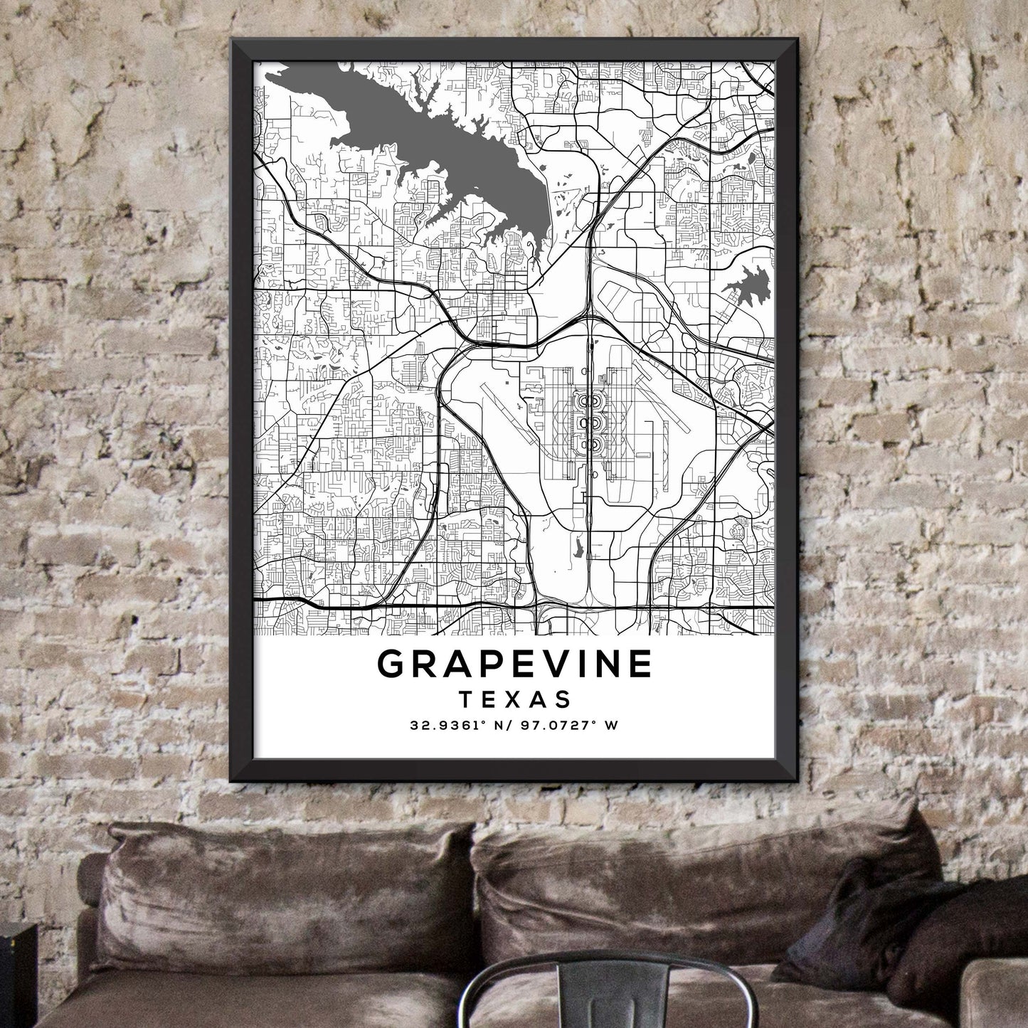 Grapevine,Texas Map Print