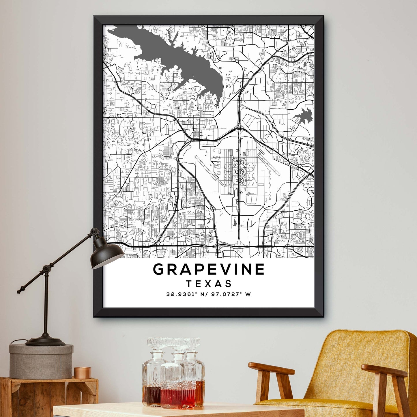 Grapevine,Texas Map Print